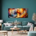 5-DÍLNÝ OBRAZ STROM ŽIVOTA V OHNI - OBRAZY STROMY ŽIVOTA - OBRAZY
