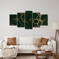 TABLEAU EN 5 PARTIES – CERCLES ABSTRAITS DORÉS - IMAGES FORMES ABSTRAITES - TABLEAUX