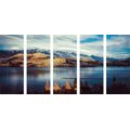 5-PIECE CANVAS PRINT SUNSET OVER THE LAKE - PICTURES OF NATURE AND LANDSCAPE - PICTURES