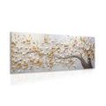 TABLEAU SUR TOILE – ARBRE AVEC FLEURS BLANC-DORÉ - TABLEAUX - 🔥 VENTE TOTALE