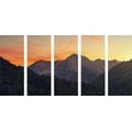 5-PIECE CANVAS PRINT SUNSET ON THE MOUNTAINS - PICTURES OF NATURE AND LANDSCAPE - PICTURES