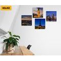 CANVAS PRINT SET NIGHT CITIES - SET OF PICTURES - PICTURES