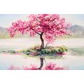 CANVAS PRINT ORIENTAL CHERRY IN PINK DESIGN - PICTURES OF NATURE AND LANDSCAPE - PICTURES