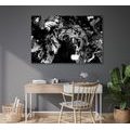 CANVAS PRINT LION'S HEAD IN BLACK AND WHITE - BLACK AND WHITE PICTURES - PICTURES