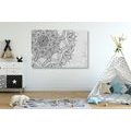 CANVAS PRINT MANDALA IN A WINTER THEME IN BLACK AND WHITE - BLACK AND WHITE PICTURES - PICTURES