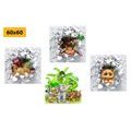 CANVAS PRINT SET JUNGLE FULL OF ANIMALS - SET OF PICTURES - PICTURES