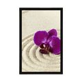 POSTER SANDY ZEN GARDEN WITH A PURPLE ORCHID - FENG SHUI - POSTERS