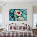 WANDBILD TÜRKISES PORTRÄT MIT ROTEN LIPPEN - WANDBILDER FRAUEN - BILDER