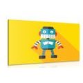 CANVAS PRINT CHEERFUL ROBOT - CHILDRENS PICTURES - PICTURES