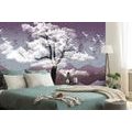 PAPIER PEINT AUTOCOLLANT ARBRE DANS LES NUAGES DANS UN PAYSAGE VIOLET - PAPIERS PEINTS AUTOCOLLANTS - PAPIER PEINT