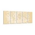 5-PIECE CANVAS PRINT MAP IN BEIGE DESIGN - PICTURES OF MAPS - PICTURES