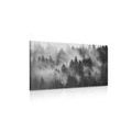 CANVAS PRINT MOUNTAINS IN THE FOG IN BLACK AND WHITE - BLACK AND WHITE PICTURES - PICTURES