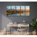 5-PIECE CANVAS PRINT SUNSET OVER THE LAKE - PICTURES OF NATURE AND LANDSCAPE - PICTURES