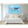 CANVAS PRINT WORLD MAP WITH FLAGS - PICTURES OF MAPS - PICTURES