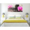 CANVAS PRINT ORCHID AND ZEN STONES ON A WOODEN BACKGROUND - PICTURES FENG SHUI{% if product.category.pathNames[0] != product.category.name %} - PICTURES{% endif %}