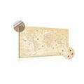 DECORATIVE PINBOARD MAP IN BEIGE DESIGN - PICTURES ON CORK - PICTURES