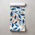 ZELFKLEVEND FOTOBEHANG BLAUWE TAKJES MET ORANJE VRUCHTEN - FOTOBEHANG BLOEMEN - FOTOBEHANG