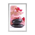 POSTER MIT PASSEPARTOUT SPA STEINE UND ORCHIDEE - FENG SHUI - POSTER