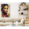 CANVAS PRINT WOMAN'S CHARM IN A PATCHWORK DESIGN - PICTURES OF WOMEN - PICTURES