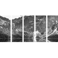 5-PIECE CANVAS PRINT SEA EYE IN THE TATRAS IN BLACK AND WHITE - BLACK AND WHITE PICTURES - PICTURES