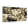 CANVAS PRINT IMPRESSIONISTIC WORLD OF FLOWERS IN SEPIA - BLACK AND WHITE PICTURES - PICTURES