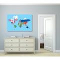 CANVAS PRINT WORLD MAP WITH FLAGS - PICTURES OF MAPS - PICTURES