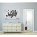 CANVAS PRINT RETRO MAP OF EUROPE IN BLACK AND WHITE - PICTURES OF MAPS - PICTURES