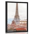 AFFICHE VUE DE LA TOUR EIFFEL DEPUIS UNE RUE DE PARIS - VILLES - AFFICHES