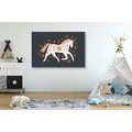 CANVAS PRINT FAIRY-TALE UNICORN WITH A FOLKLORE TOUCH - CHILDRENS PICTURES - PICTURES