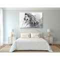 CANVAS PRINT WATERCOLOR FEMALE PORTRAIT IN BLACK AND WHITE - BLACK AND WHITE PICTURES - PICTURES