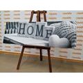 CANVAS PRINT WITH THE INSCRIPTION HOME AND A STILL LIFE IN BLACK AND WHITE - BLACK AND WHITE PICTURES - PICTURES