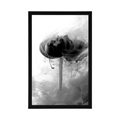 POSTER PINK FLOWER IN AN INTERESTING DESIGN IN BLACK AND WHITE - BLACK AND WHITE - POSTERS