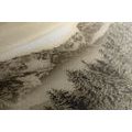 CANVAS PRINT FROZEN MOUNTAINS IN SEPIA - BLACK AND WHITE PICTURES - PICTURES