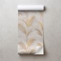 ZELFKLEVEND FOTOBEHANG GOUDEN PALMBLADEREN OP BEIGE - FOTOBEHANG BLADEREN - FOTOBEHANG