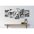 5-PIECE CANVAS PRINT CHERRY BLOSSOM IN BLACK AND WHITE - BLACK AND WHITE PICTURES - PICTURES