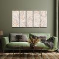 TABLEAU EN 5 PARTIES – VAGUES ABSTRAITES EN BEIGE - IMAGES FORMES ABSTRAITES - TABLEAUX