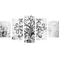 5-PIECE CANVAS PRINT SYMBOL OF THE TREE OF LIFE IN BLACK AND WHITE - BLACK AND WHITE PICTURES - PICTURES