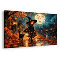 WANDBILD KLEINE HEXE IN DER HERBSTNACHT - HALLOWEEN- UND HORROR-BILDER - BILDER