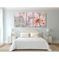 5-PIECE CANVAS PRINT LILY ON AN OLD DOCUMENT - STILL LIFE PICTURES{% if product.category.pathNames[0] != product.category.name %} - PICTURES{% endif %}