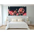 CANVAS PRINT RED POPPIES ON A BLACK BACKGROUND - PICTURES FLOWERS - PICTURES