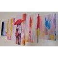 5-PIECE CANVAS PRINT WALK IN THE RAIN - PICTURES LOVE - PICTURES