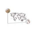 DECORATIVE PINBOARD WORLD MAP IN A BEAUTIFUL DESIGN - PICTURES ON CORK - PICTURES