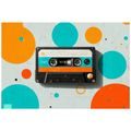 TAPETE RETRO-KASSETTE MIT BUNTEN KREISEN - MUSIK FOTOTAPETEN - TAPETEN