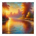 OBRAZ KLIDNÁ ŘEKA V PODZIMNÍM LESE - OBRAZY VÝCHOD A ZÁPAD SLUNCE - OBRAZY