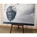 CANVAS PRINT ABSTRACT FACE IN THE FORM OF A TREE - BLACK AND WHITE PICTURES - PICTURES