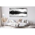 CANVAS PRINT DAZZLING SUNSET OVER A MOUNTAIN LAKE IN BLACK AND WHITE - BLACK AND WHITE PICTURES - PICTURES