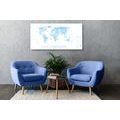 DECORATIVE PINBOARD DETAILED MAP OF THE WORLD IN BLUE - PICTURES ON CORK - PICTURES