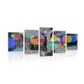 TABLEAU EN 5 PARTIES – COMPOSITION ABSTRAITE - PEINTURES ABSTRAITES - TABLEAUX