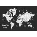 CANVAS PRINT BLACK AND WHITE UNIQUE WORLD MAP - PICTURES OF MAPS - PICTURES