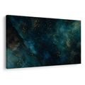 TABLEAU SUR TOILE – GALAXIE TURQUOISE AUX REFLETS DORÉS - IMAGES DE GALAXIE - TABLEAUX